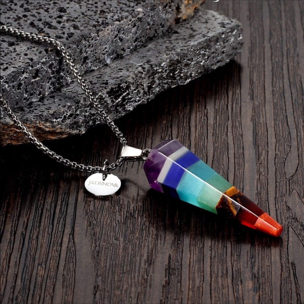 7 Chakra Stones Necklace Gemstone Pendant Necklace